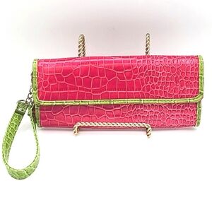 Vegan Leather Pink Wristlet